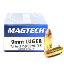 Magtech 9mm Luger Ammunition 50 Rounds 115 Grain Full Metal Jacket 1135fps